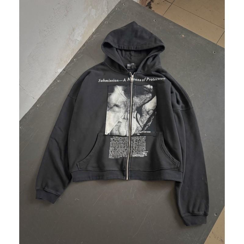 Túlméretezett mosott pamut kapucnis pulóver betűnyomattal Uniszex Streetwear Őszi alkalmi pulóver