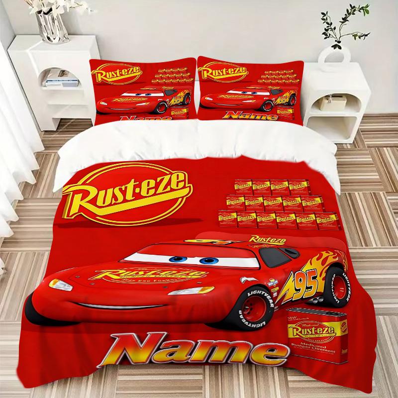 Custom Name Rusteze Race Car Print 3Pcs Bedding Set Duvet Cover With 2 Bedro Pillowcase Home Birthday Gift