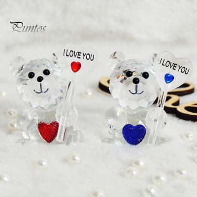 Figurka jasného medvěda Valentýnský dárek Miluji tě Umělá ozdoba křišťálového medvěda Sběratelská stolní socha medvěda na svatbu Dárek k narozeninám