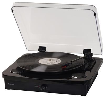 DENVER VPL-230 - Gramofon z wbudowanymi głośnikami, Bluetooth, USB i gniazdem kart SD i MP3, czarny, Denver