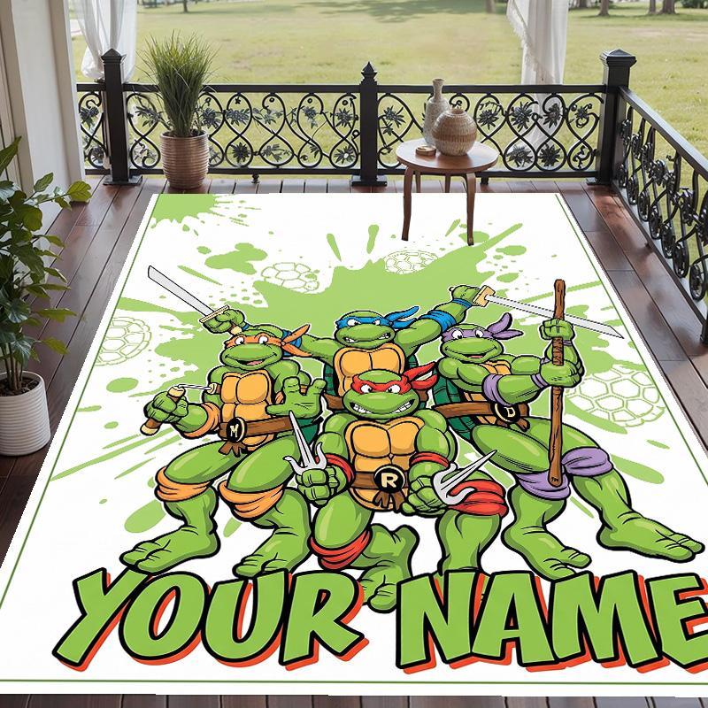 Custom Text Teenage Mutant Ninja Turtles Pattern Floor Rug Soft Indoor Carpet Mat Living Room Bedroom
