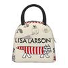 Lisa Larson Insulated Lunch Bag with Clasp, Black, Bento Box, Insulated, Cooler Bag with Zipper, Compact, Soft Cooler Bag, Tote/Eco Bag