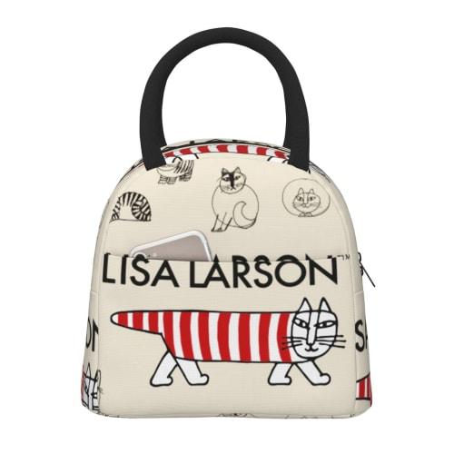 

Lisa Larson Insulated Lunch Bag with Clasp, Black, Bento Box, Insulated, Cooler Bag with Zipper, Compact, Soft Cooler Bag, Tote/Eco Bag