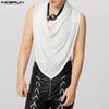INCERUN Men Swing Collar Sleeveless Hollow Irregular Texture Tank Tops