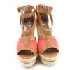 Great HERMES Sandals Leather Ankle Strap Wedge Sole Orange Leather Women 38 Used