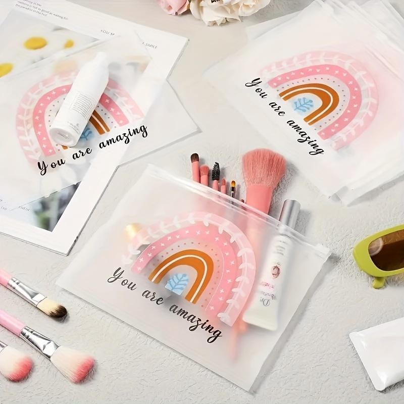 10pcs/20pcs Rainbow Makeup Zipper Pouches Durable EVA Plastic Unscented Reusable Cosmetic Storage Bags for Travel and Daily Use