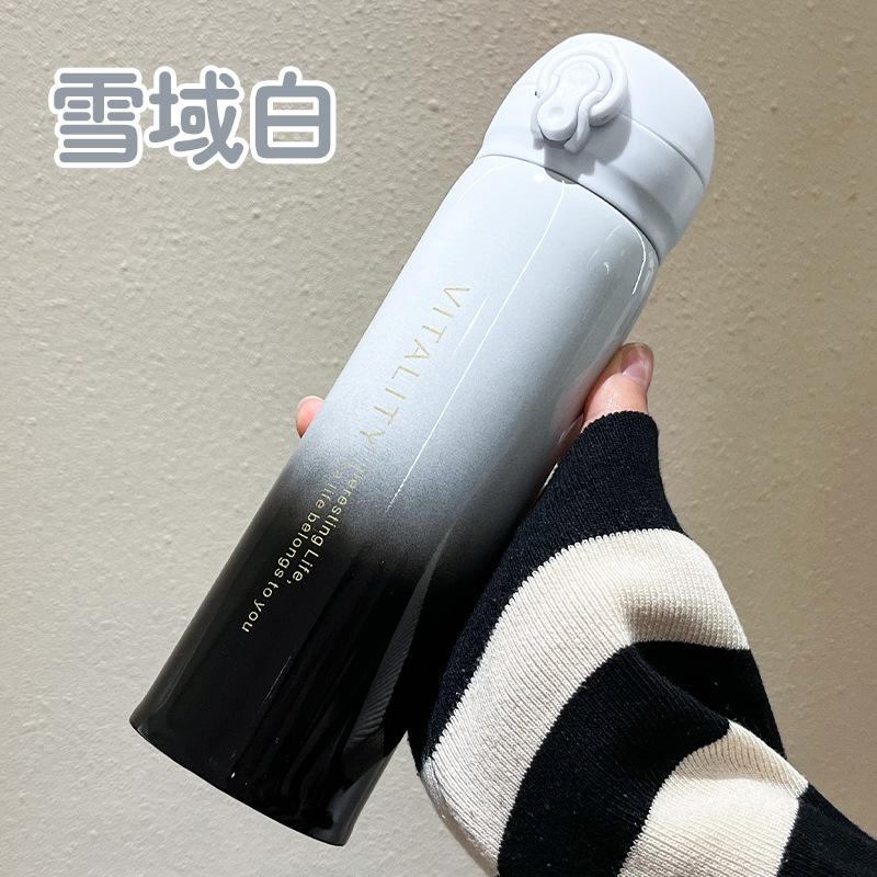 Gradient Color 304 Stainless Steel Thermal Bottle with Flip Lid Portable Outdoor Vacuum Insulated Cup Halloween Christmas Gift