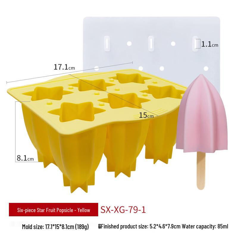 6-Cavity Star Fruit Popsicle Silicone Mold