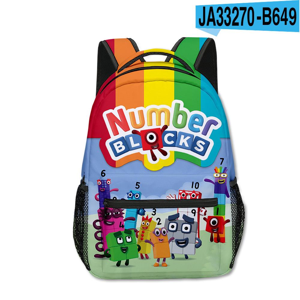 Bloques de Construcción Digitales Numberblocks Escuela Primaria y Secundaria Mochilas Escolares Mochilas Infantiles Mochilas con Estampado Digital Completo