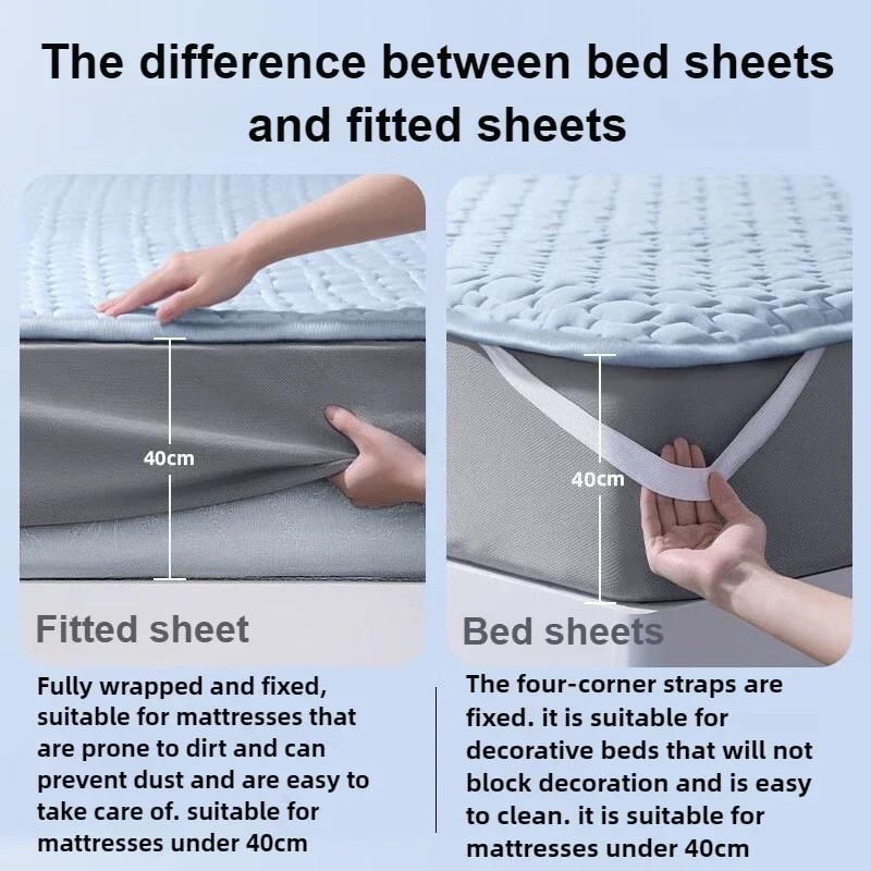 2/3 Pezzi Coprimaterasso Rinfrescante Fascia Elastica Quattro Angoli Antiscivolo Tappetino Rinfrescante Estivo per Letto Singolo Matrimoniale Biancheria da Letto Traspirante
