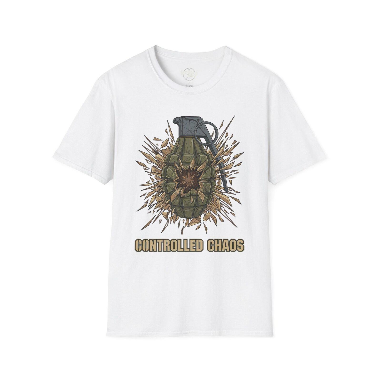 Controlled Chaos grenade graphic T-Shirt military explosion design 3XL