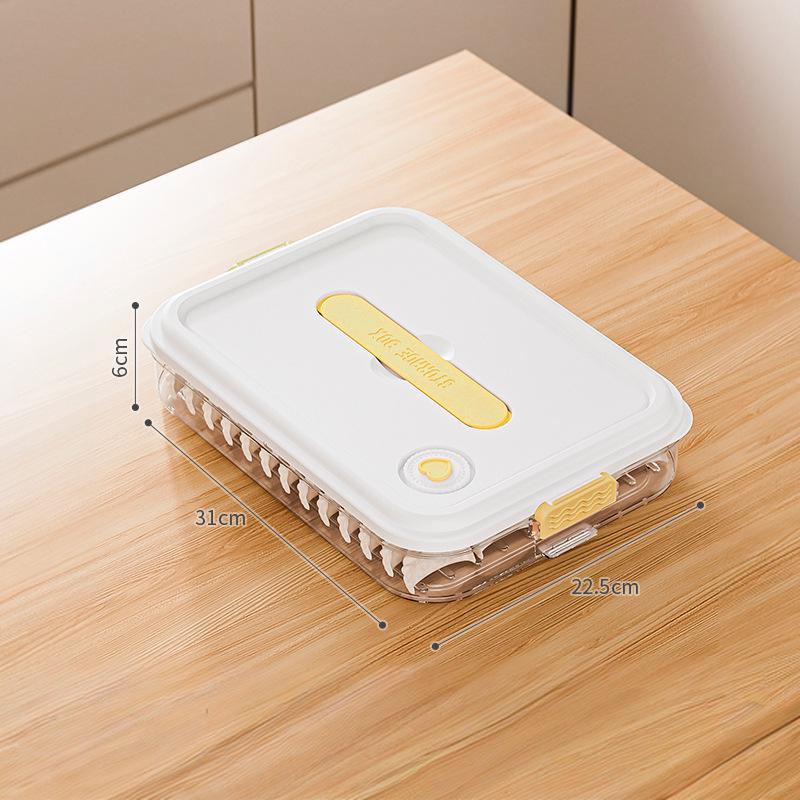 Narrow-Edge Food-Grade Multi-Layer Dumpling Storage Box with Non-Stick Bottom, Fresh-Keeping, Sealed for Refrigerator Side Door.
