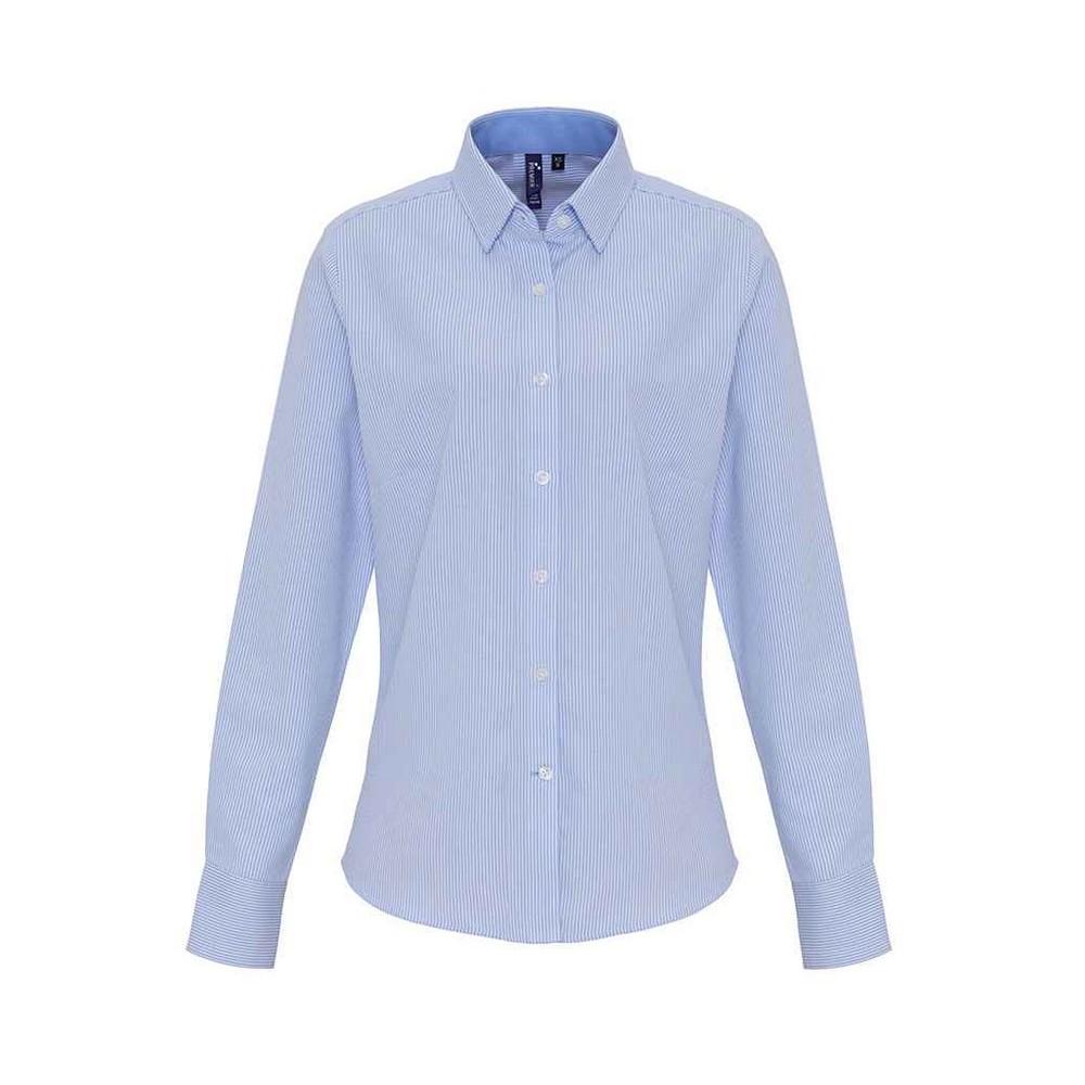 Premier Womens/Ladies Striped Oxford Long-Sleeved Formal Shirt