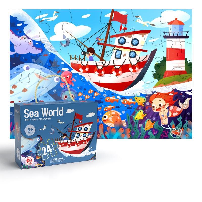 

24 pcs Carrying Jigsaw Puzzle Children Paper Large Pieces Puzzle Enlightenment Gift 3-6 Years Old Baby Toys Toddler Puzzle