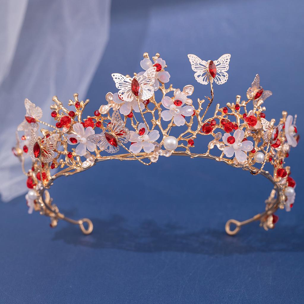 Barock Perle Strass Krone Blume Schmetterling Prinzessin Diadem Stirnband Haarschmuck Damen Braut Hochzeit Haarschmuck Schmuck