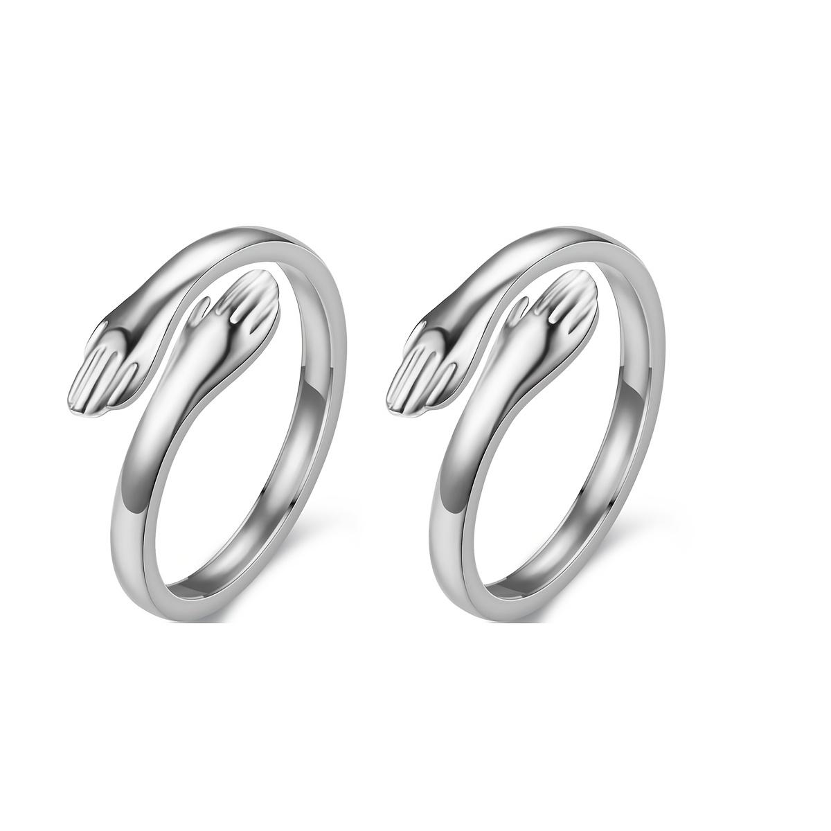 

2 шт. Модне кільце «Обійми кохання», Кільце на День святого Валентина, Подарунок на День святого Валентина, Жіноче кільце, Подарунок для неї 2 pcs срібний