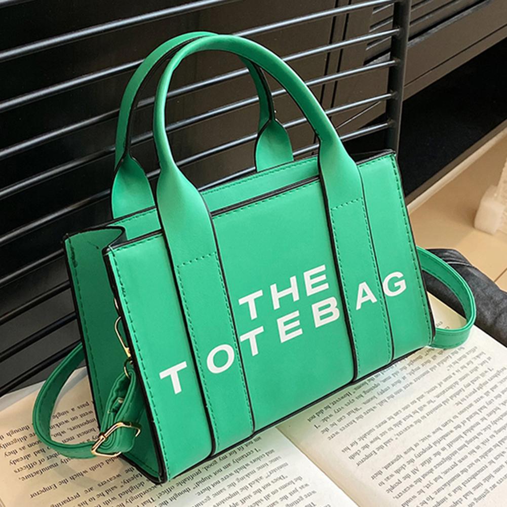 Women Tote Bag Contrast Letters Fashion Ladies Top-Handle Bags PU Leather Portable Casual Simple Adjustable Straps Hobos Bags