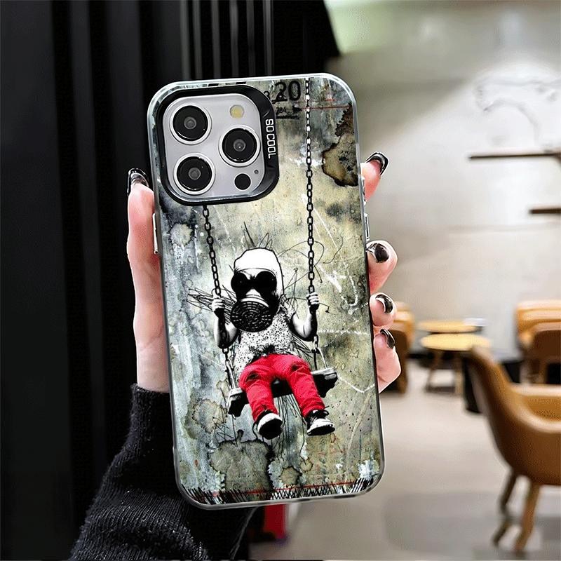 B-Banksy Art Graffiti Artist Shockproof Phone Case for iPhone 17 Air 16 16E 15 Pro Max 14 Plus 13 Mini 12 Back Cover Anti Fall F
