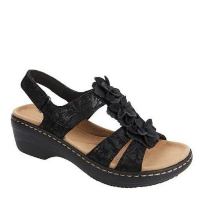 

Модные летние сандалии женские 2025 новые с цветком на платформе-клине ортопедическая обувь ретро римские повседневные удобные с открытым носком Sandalias De Mujer 43 чёрный