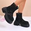 Sexy Hollow Out Side Zip Ankle Boots Women 2025 Autumn Chunky Platform Super High Heel Boots Lace Thick Bottom Booties