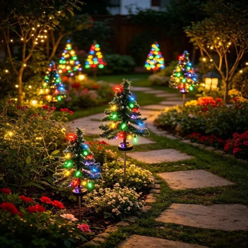 Solar Christmas Tree Lights Waterproof Outdoor LED Garden Lamp for Lawn Patio Yard Pathway Landscape Party Holiday Decoration