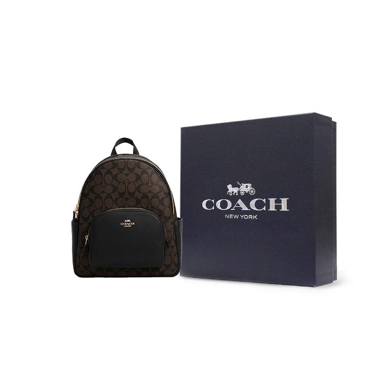 Coach Gericht Canvas Leder Rucksack Groß Damen Schwarz / Braun (Unisex) Rucksäcke 5671 IMAA8