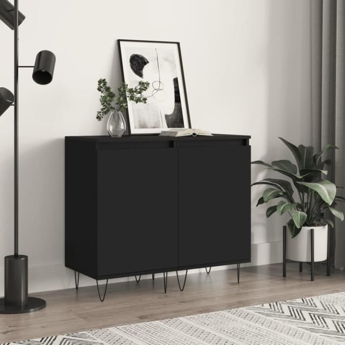 VidaXL Buffets 2 pcs noir 40x35x70 cm bois d’ingénierie 831055