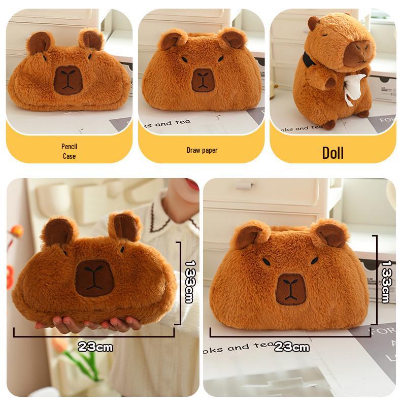 Capybara Plush Car Armrest Tissue Box - Cute, Creative, Multifunctional Pull-Out & Hanging Design