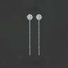 Real 925 Silver 5/7MM Round Zircon Short Tassel Stud Earrings For Women Classic Fine Jewelry Light Luxury Accessories