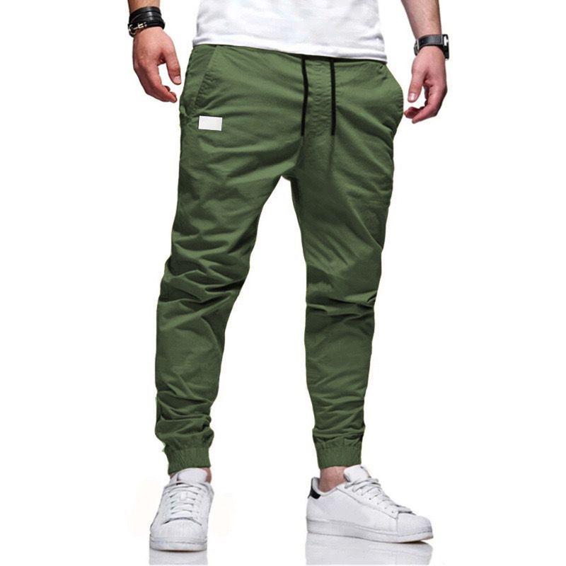 

Men s Four Seasons Straight-Leg Casual Slim-Fit Pants with Drawstring Cuffs S армія зелений колір