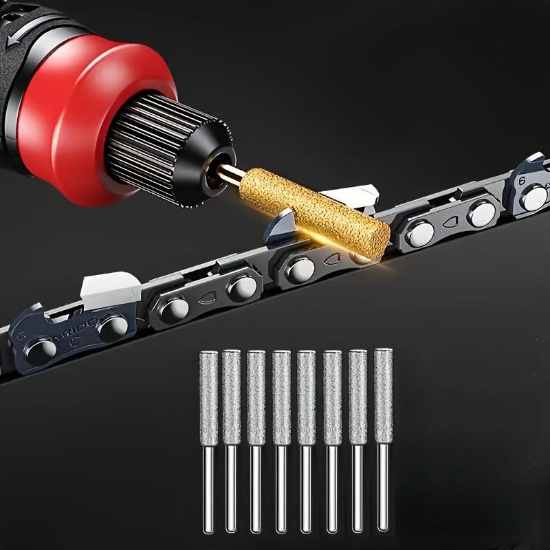 10pcs Diamond Chainsaw Sharpener Set, Titanium Coated Corundum Grinding Bits, Rotary Tool Burr Stone Files