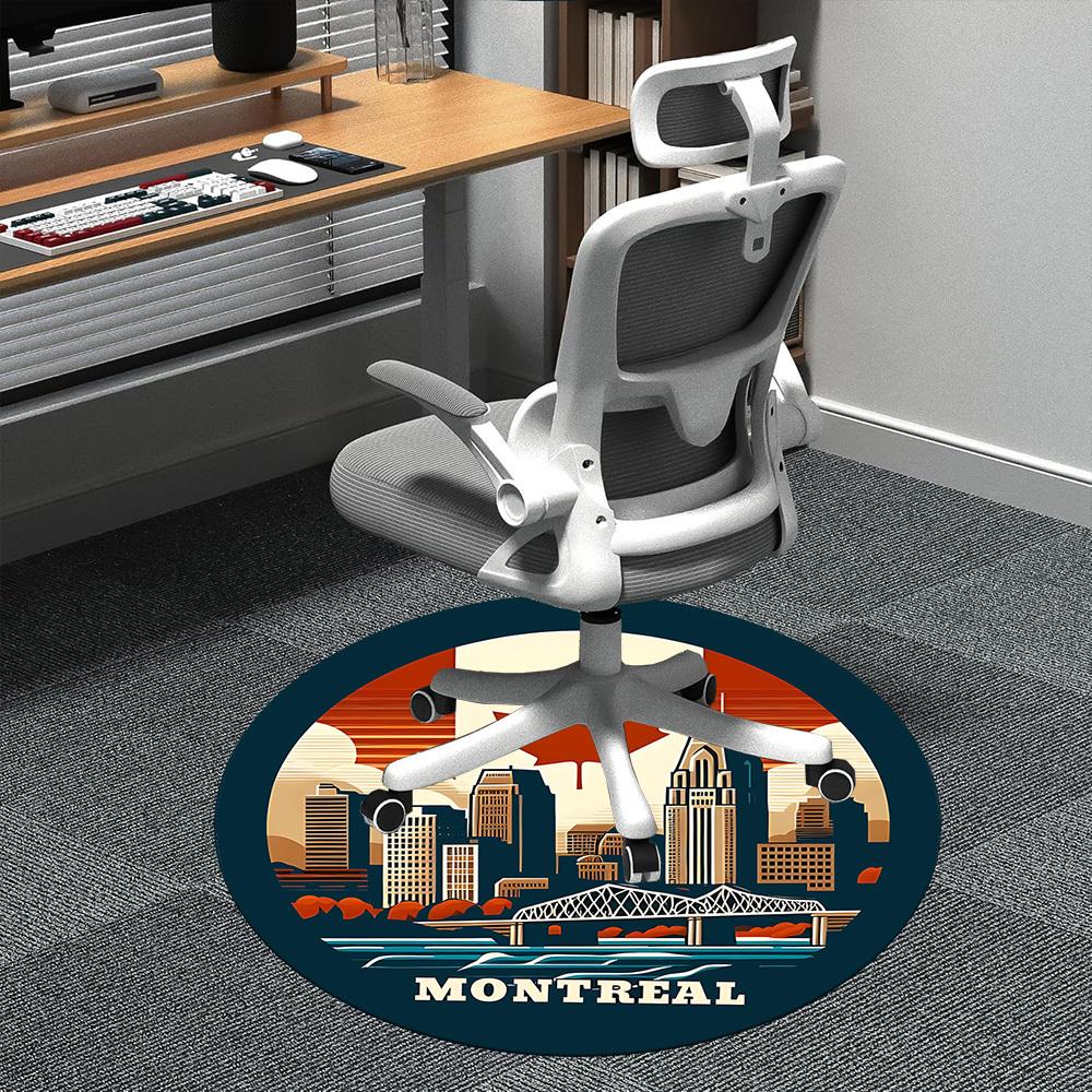 1pc Montreal Maple Leaf Office Round Area Rug, Mat Suitable ForOffice, Under Office Chairs Bedroom Living Room Home Decor, Room Deco