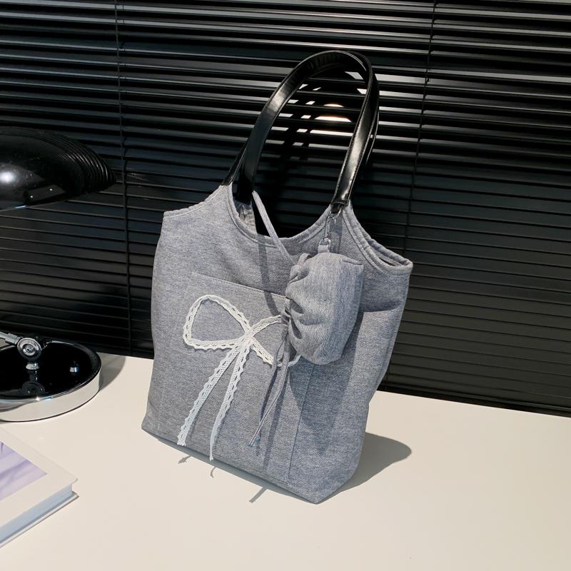 Damen-Tragetaschen mit Schleife, neue Mode, große Kapazität, Canvas, Umhängetaschen für Pendler, für Partys und Urlaub