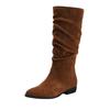 2025 Sommer, Herbst und Winter neue Mode Stiefel Damen dicker Absatz spitz Street Retro Wildleder niedriger Absatz hohe Stiefel