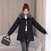 Winter Cotton-padded Clothes, New Large Fur-collared Cotton-padded Jackets, Waist-closed, Thin and Warm, Medium and Long Down Cotton-padded Clothes.