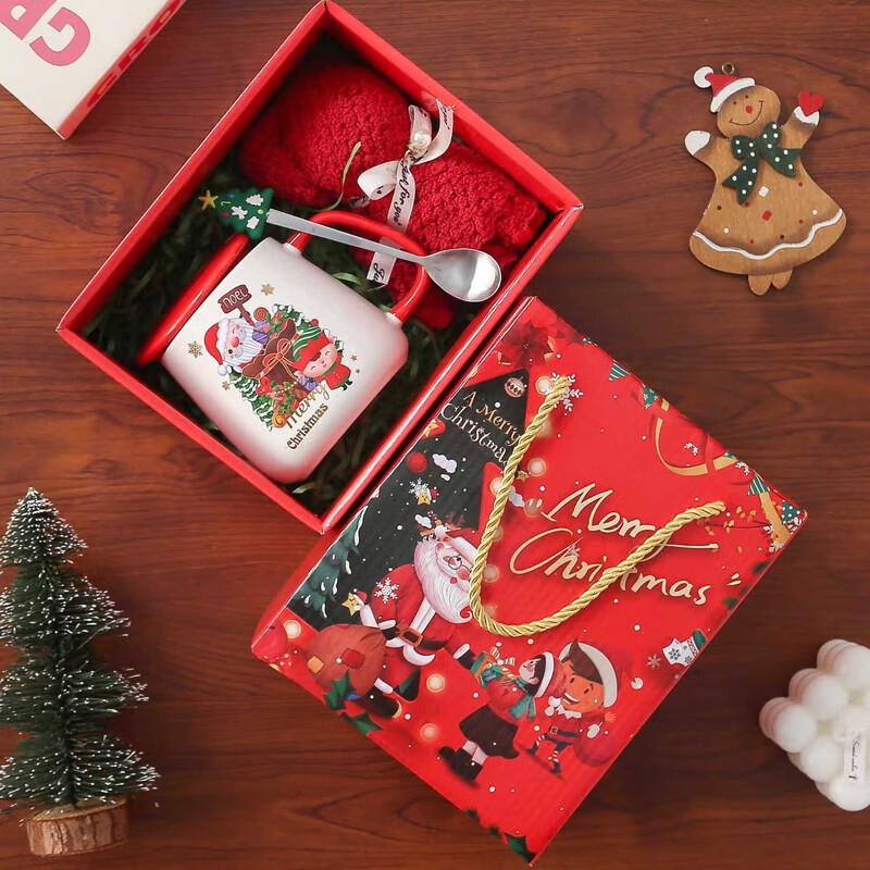 Cute Christmas Ceramic Mug Gift Set B-style Christmas Mug with Towel Bear Gift Box