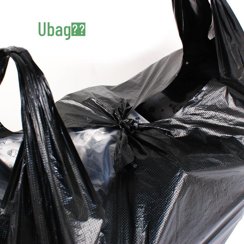 Black Oversized Thickened Plastic Vest Bag for Clothing Storage or Portable Garbage Use