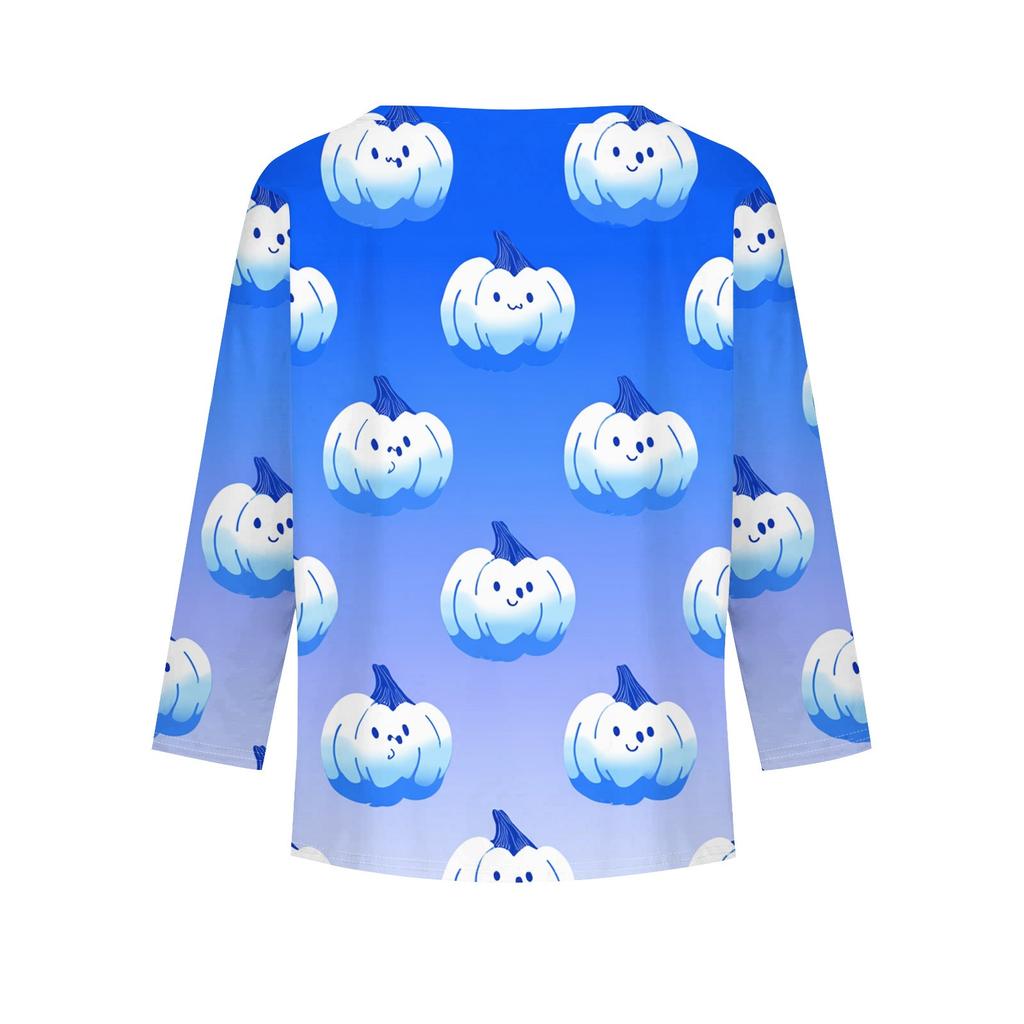 Girls Long Sleeve T Shirts Kids Fall Tops Crewneck Halloween Printed Basic Tees 3-9Y