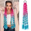 Fashion Colored Hair Extensions for Women Kids Handmade Braided Bubble Ponytail Extension Girls Ombre Long Hair with Hair Tie