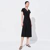 Sweet Basil Women's Black V-Neck Short Sleeve Mid-Length Dress