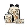 Cute Dachshund Print Cat Three Piece Backpacks Set for Boy and Girls Best Gifts 2D Flat Cartoon School Bag for Children