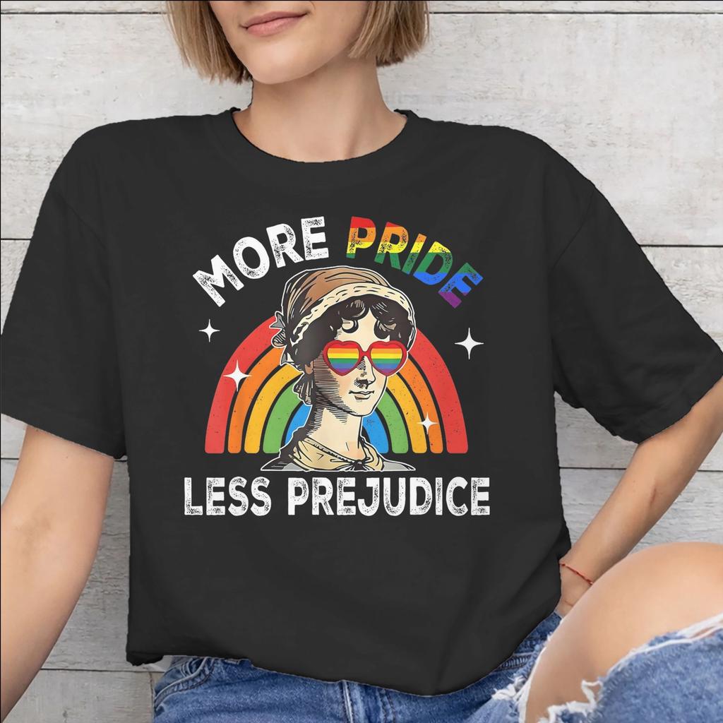 Unisexs Unisexs More Pride Less Prejudice T Shirt 100 Cotton Graphic Printed TShirt Top Clothing