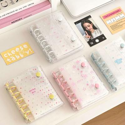 M5 Bow Star Double Buckle Transparent PVC Soft Cover Color Clip Loose Leaf Accessories Diary Notebook Office Supplies