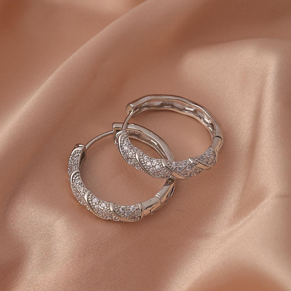 Elegant 925 Silver Needle Earrings: Versatile French Hoops in Copper with Multiple Styles for a Sophisticated Look