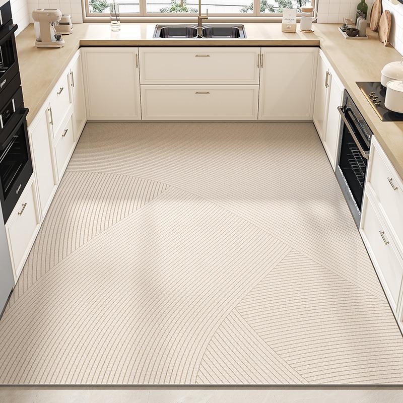 

Kitchen Floor Mat Large Area Waterproof Carpet Pvc Leather Oil-proof Non-slip Foot Mats Line Minimalist Home Decoration Rug 50x80cm