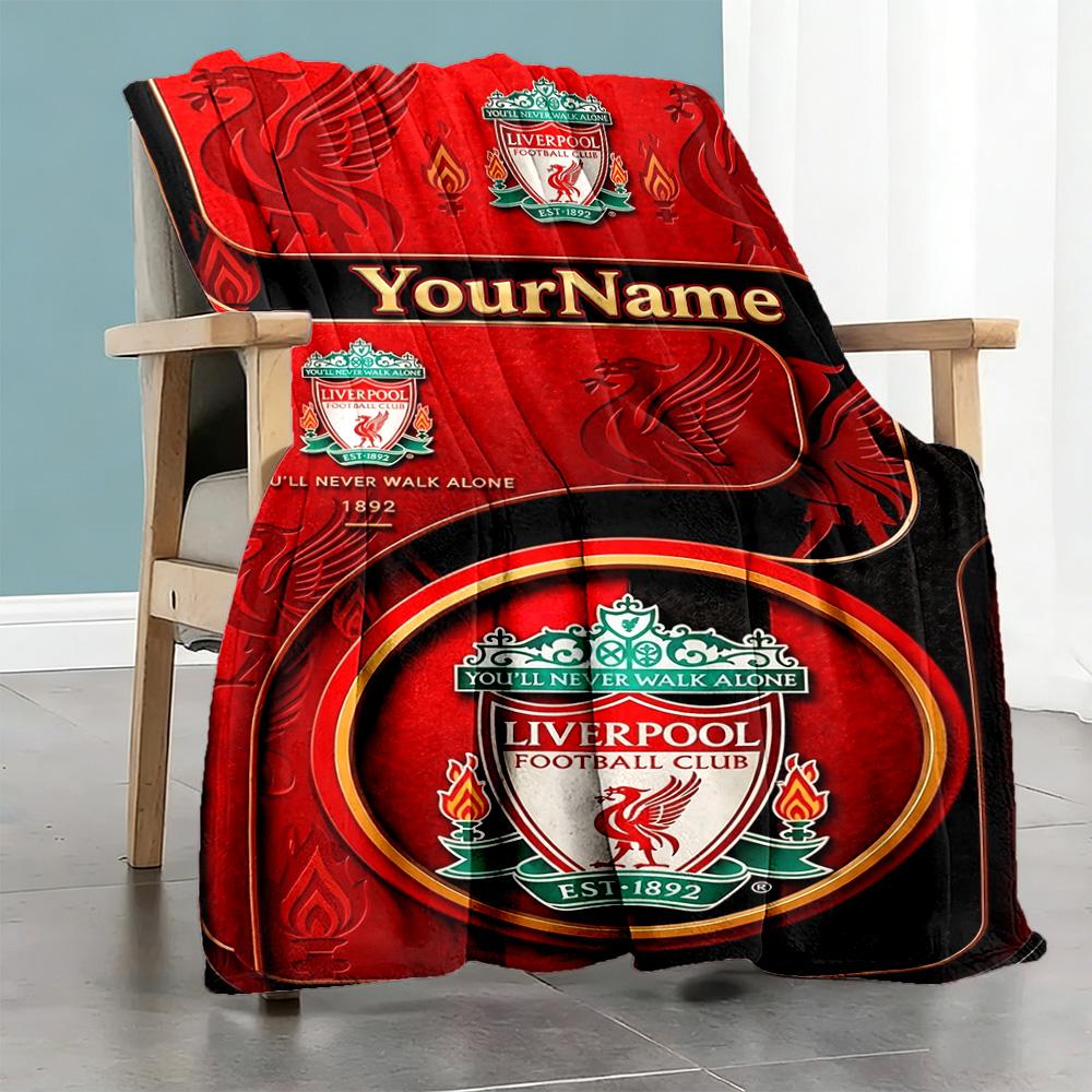 Liverpool Personalizovaná deka se jménem Lehká přizpůsobitelná deka Hřejivá dekorace Vhodná na zdřímnutí, do postele, na pohovku, do domácnosti Ideální pro všechna roční období