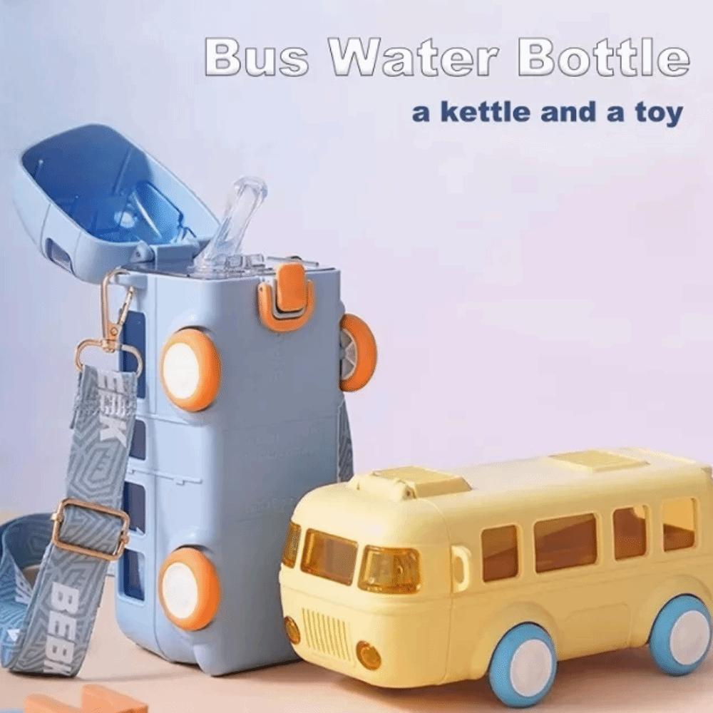 With Shoulder Strap Car Shape Straw Water Cup Removable Kid's Water Bottle  Gift