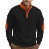 Sudadera de Forro Polar Casual Holgada de Color Contrastante para Hombre con Cuello Alto y Media Cremallera de Manga Larga