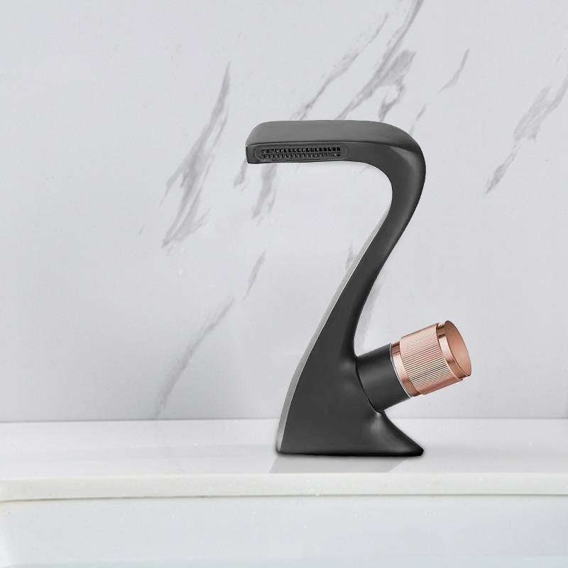 Tuqiu Brass Basin Faucets Modern Bathroom Mixer Tap Brass Grey Washbasin Faucet Lavotory Faucet  Elegant Crane For Bathroom