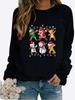 Winter Women's Santa Claus Printed Tops T-shirt Ladies Round Neck Long Sleeve Casual Sweatshirt Plus Size Blouse
